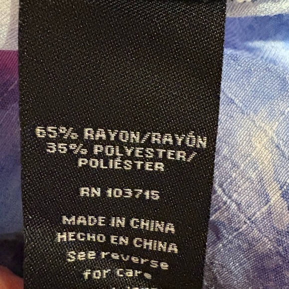 Zac & Rachel Sz M Flounce Sleeves Top Blouse Blue Pink Crinkle Rayon Blend NWT - Picture 9 of 11